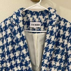 Steve Madden Blazer Blue and White Houndstooth Size Small